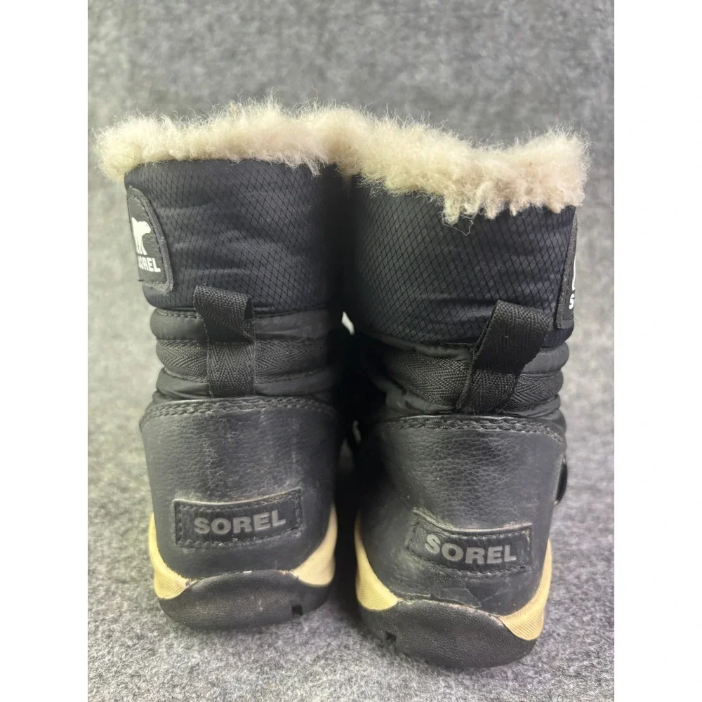 Sorel Whitney Short Lace Boots Womens 6 Black Waterproof Faux Fur‎ NL2776-010